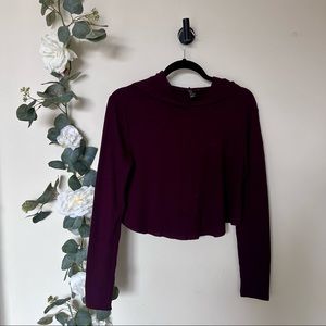Forever 21 Long Sleeve Ribbed Crop Hoodie